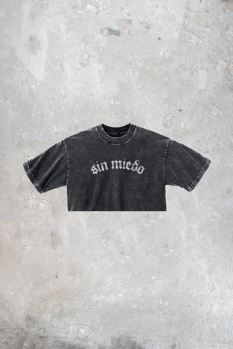 Black Mineral Cemento crop top by Sin Miedo