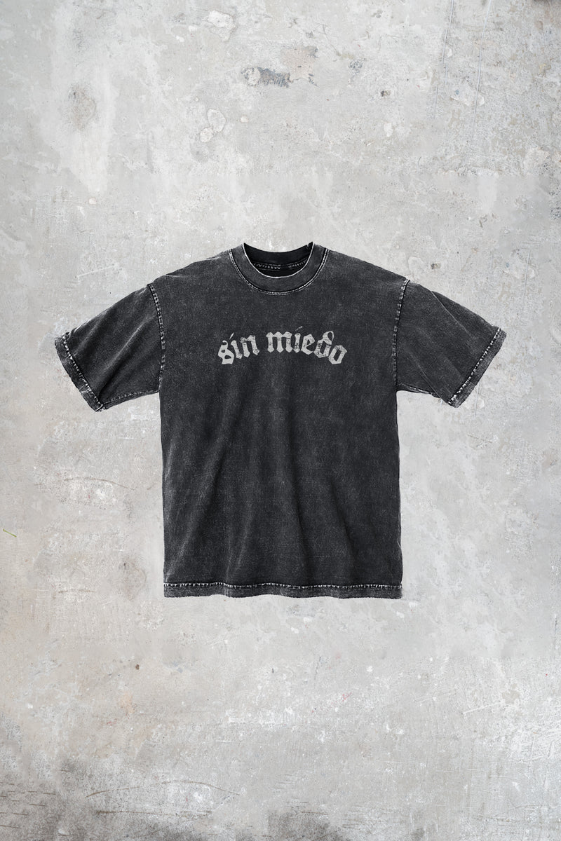 Black Mineral Cemento tee by Sin Miedo, made in Los Angeles