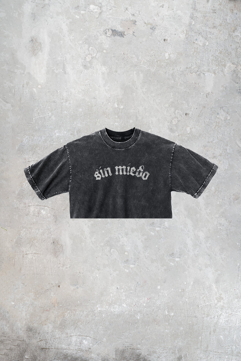 Black Mineral Cemento crop top by Sin Miedo, made in Los Angeles