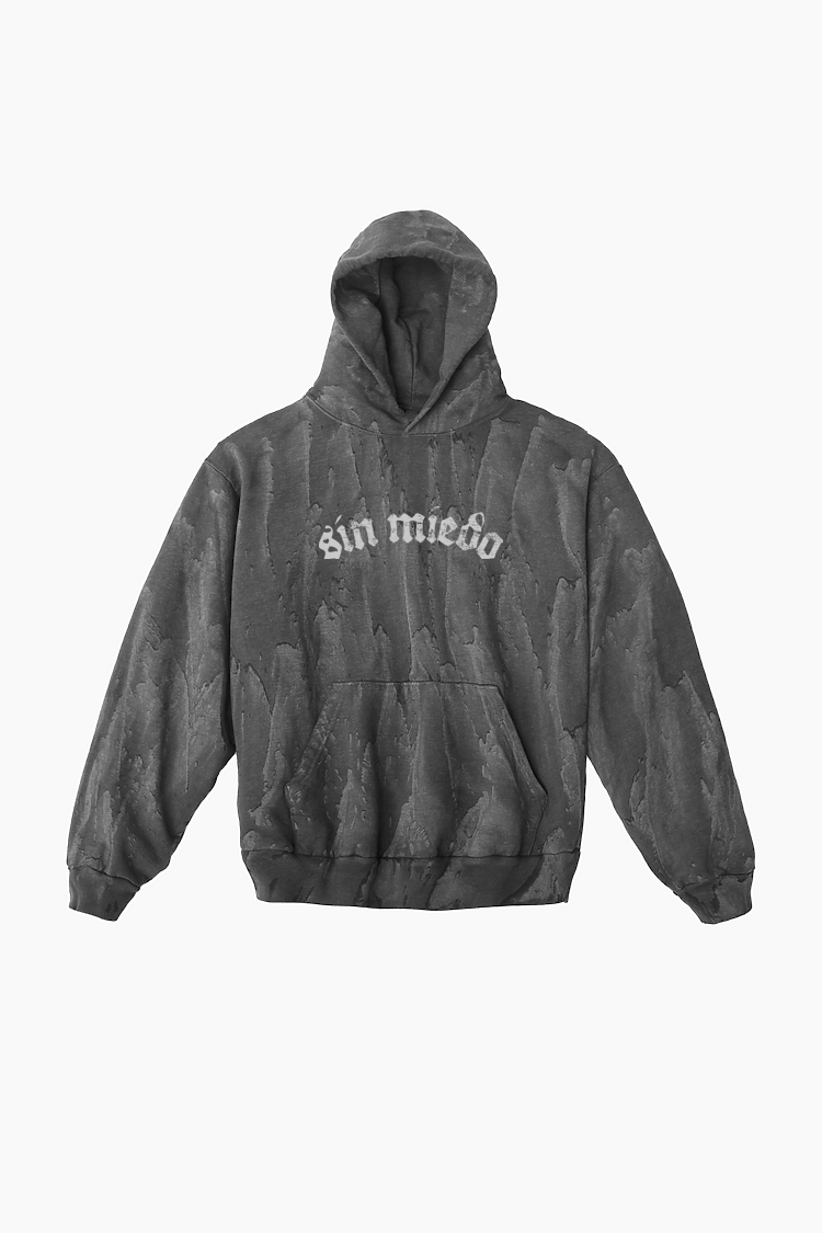 Black Drip Cemento hoodie by Sin Miedo, made in Los Angeles