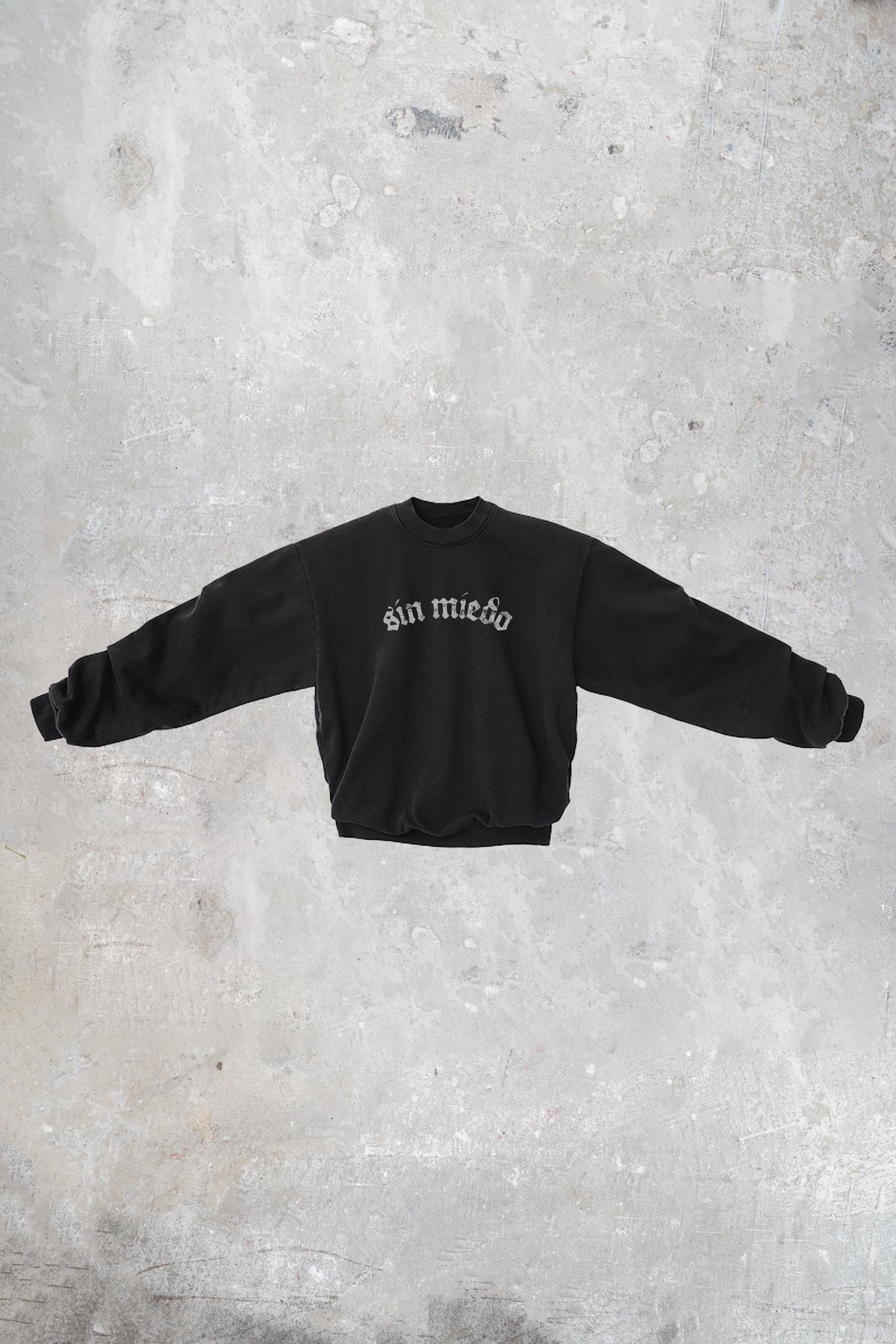 Off Black Cemento crewneck by Sin Miedo, made in Los Angeles