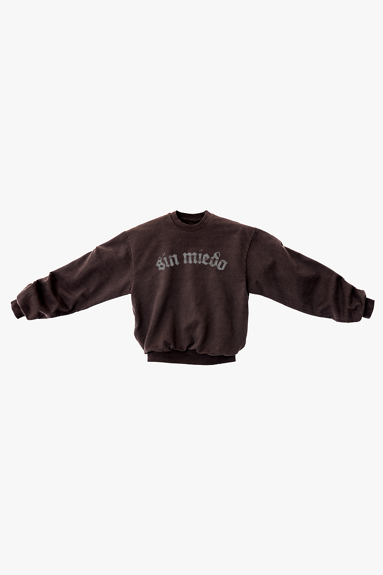 Chocolate crewneck by Sin Miedo, made in Los Angeles