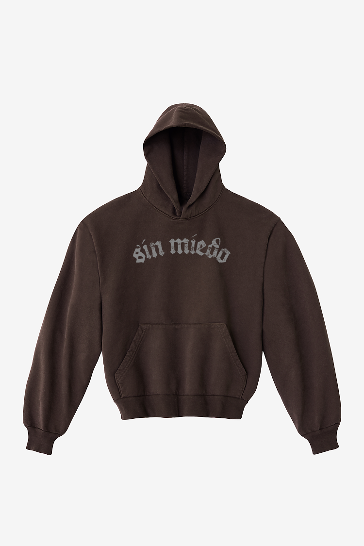 Chocolate hoodie by Sin Miedo, made in Los Angeles