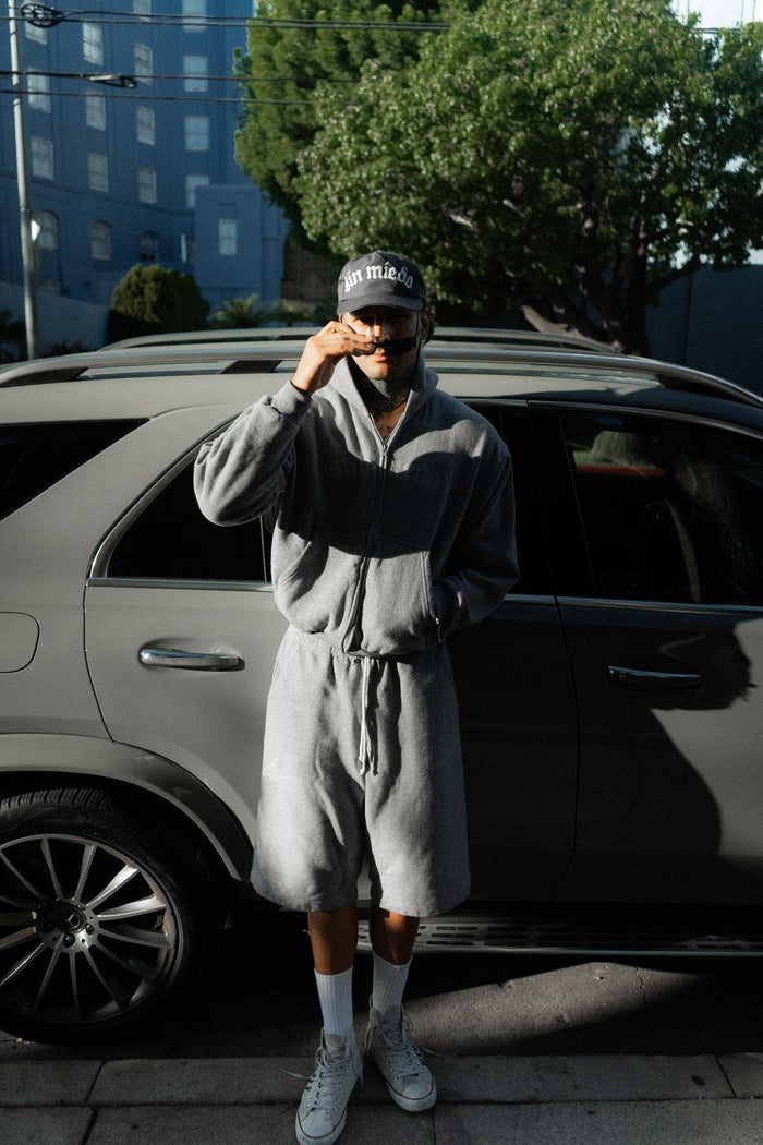 CEMENTO: GREY WIDE SHORTS