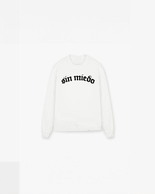 WHITE LONG SLEEVE FRONT LOGO