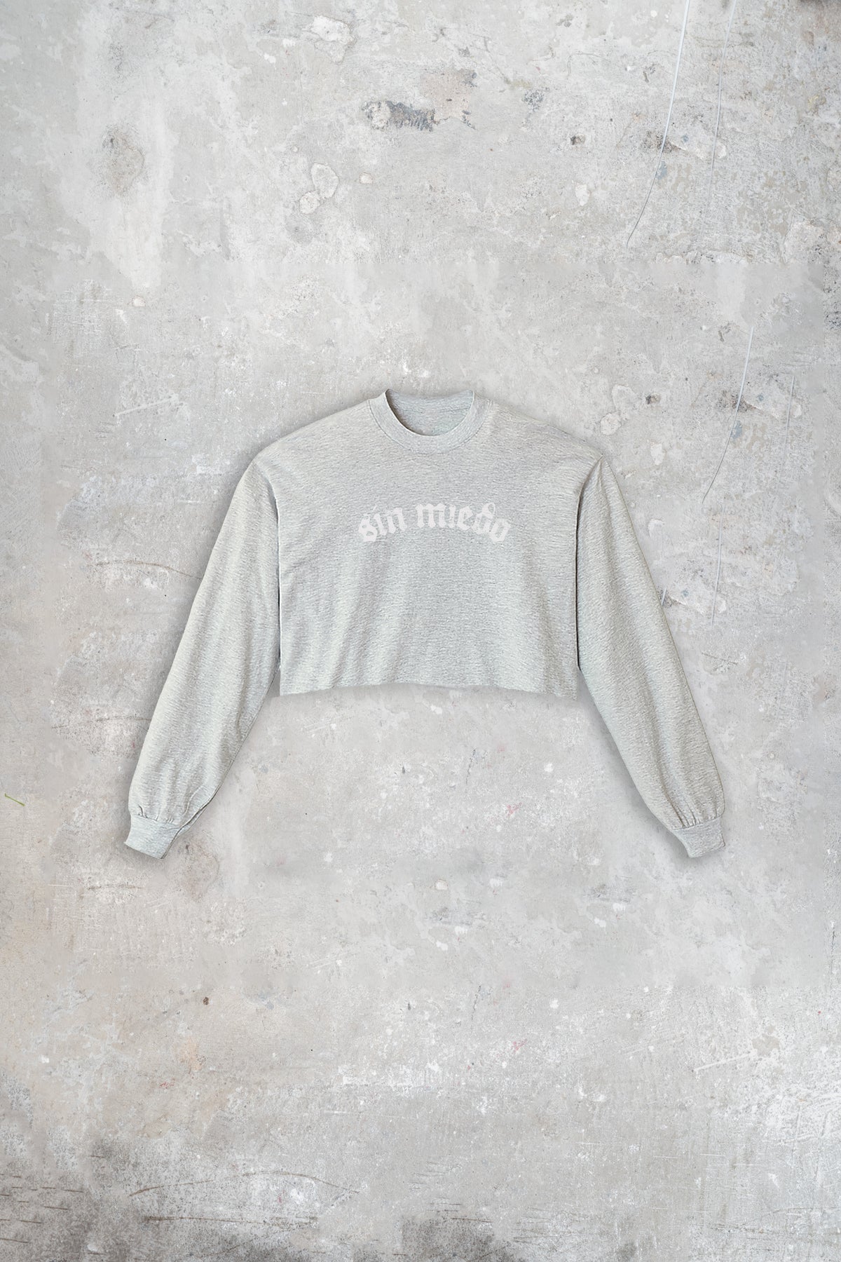 Grey long sleeve crop top by Sin Miedo, made in Los Angeles