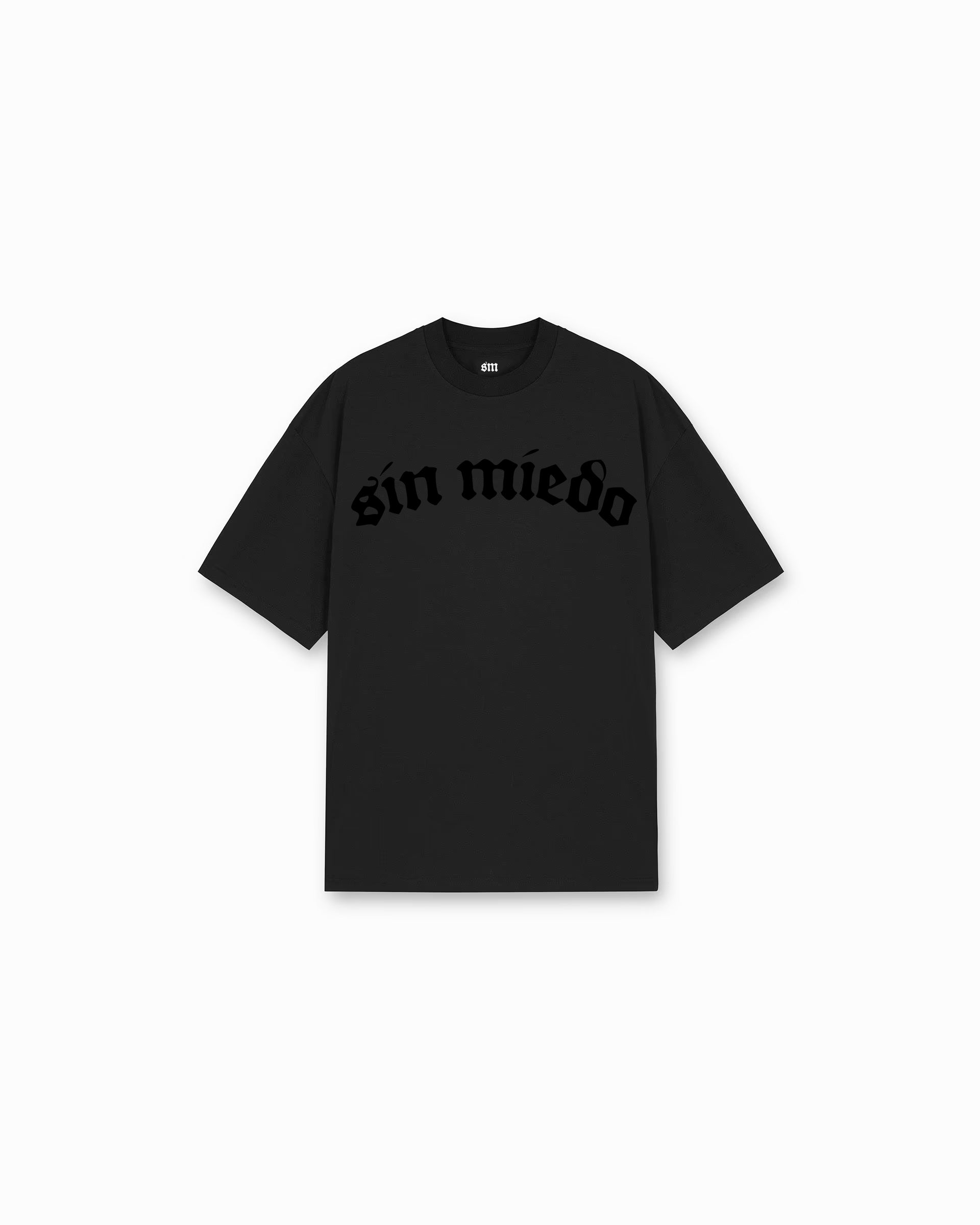 'SIN MIEDO' BLACK ON BLACK TEE FRONT LOGO